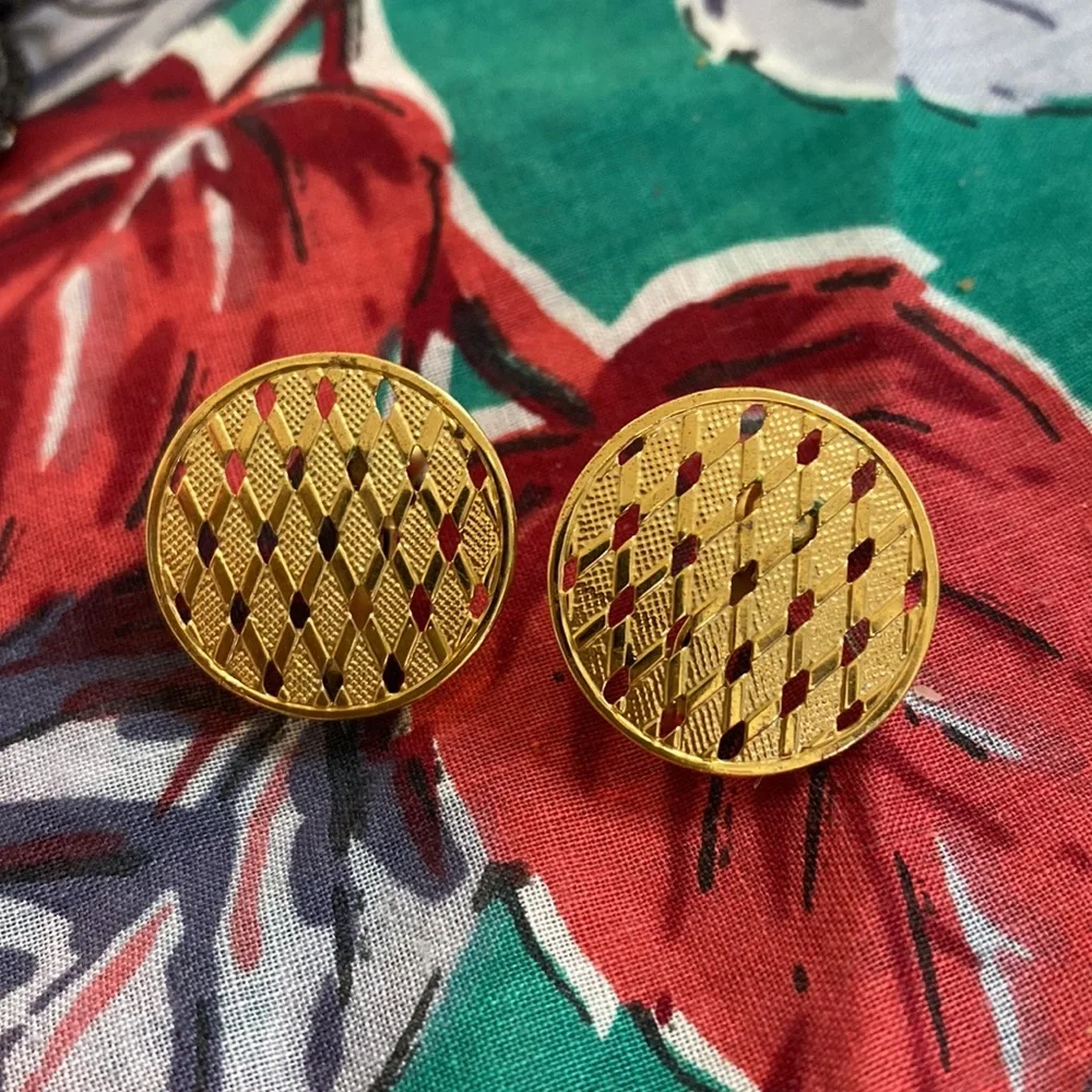 Napier Gold ToneScrew Earrings - Picture 1 of 3
